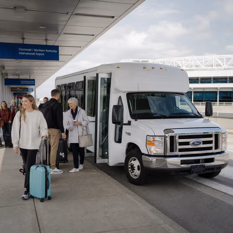 Black Mercedes Sprinter van staged for an Cincinnati Airport Transportation group