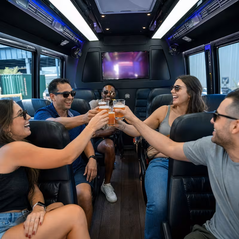 Black Mercedes Sprinter van staged for an Cincinnati Winery & Brewery Tour Transportation group