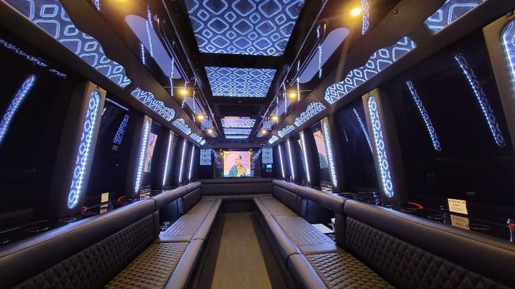 Evansville 40 Passenger Limo Bus Interior